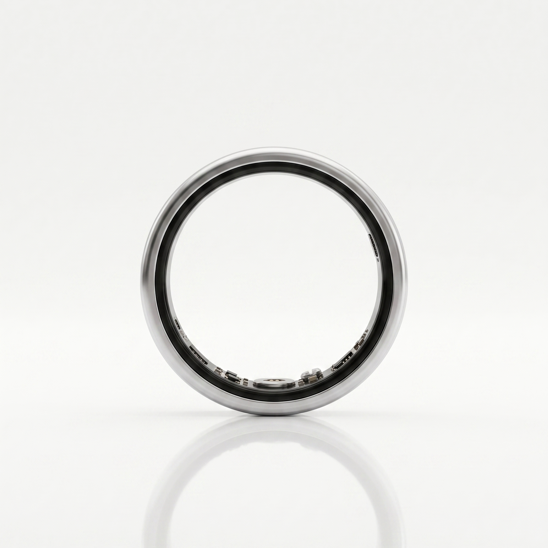 Silver ring on a white background