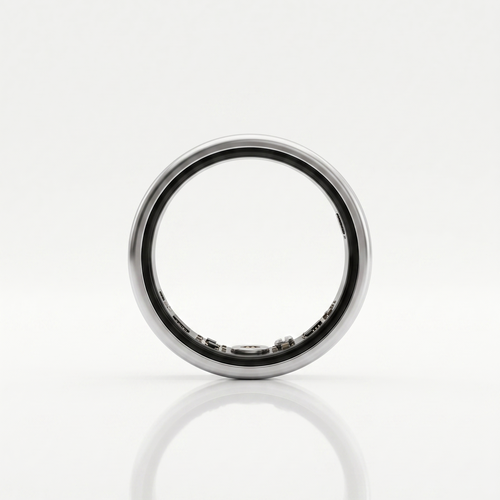 Silver ring on a white background