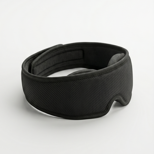 Black sleep mask on a white background